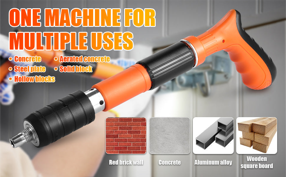 Heavy-Duty Concrete Nail Gun Kit with 10 Free Nails