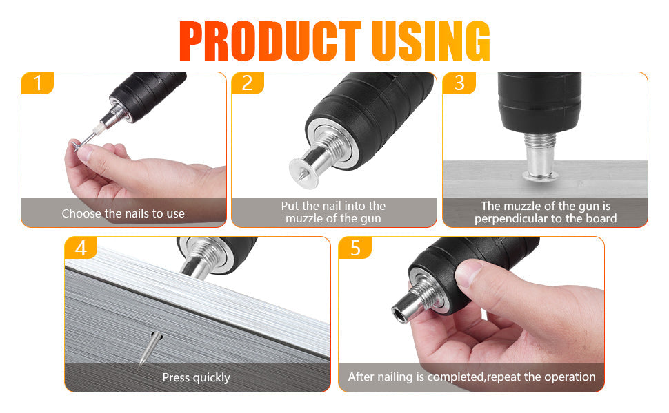 Heavy-Duty Concrete Nail Gun Kit with 10 Free Nails