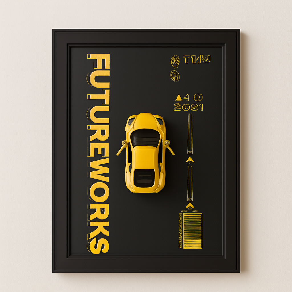 3D Car Theme Metal Wall Frame (8x12)