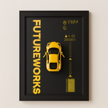 3D Car Theme Metal Wall Frame (8x12)
