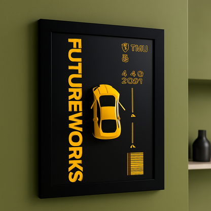 3D Car Theme Metal Wall Frame (8x12)
