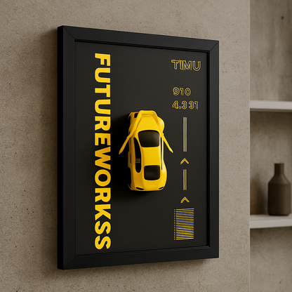3D Car Theme Metal Wall Frame (8x12)