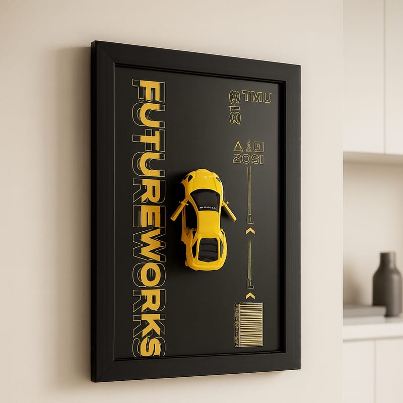 3D Car Theme Metal Wall Frame (8x12)