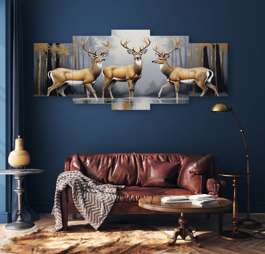 Deer Theme Wall Frame Set (5 Pieces)(16x40 Inch)